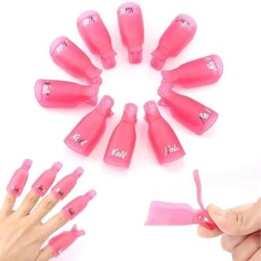 Imagem de Kit Removedor de Esmalte em Gel, 10 Dedeiras Plásticas, Rosa
