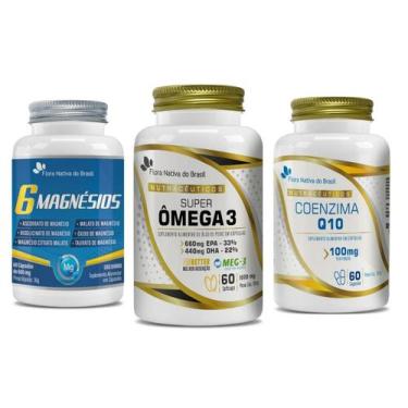 Imagem de Kit de Suplementos Ômega 3, Coenzimaq10 e 6 magnésios 60 cápsulas Flor