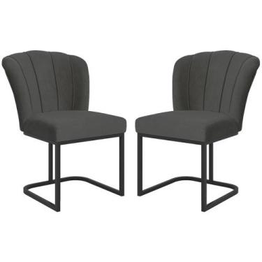 Imagem de Kit 2 Cadeiras Jantar Flor Mesa Cozinha Reforçada Base Metal Preta - B