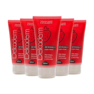 Imagem de Sabonete Líquido e Esfoliante p/ Corpo e Rosto Delicaderm Morango Hidr