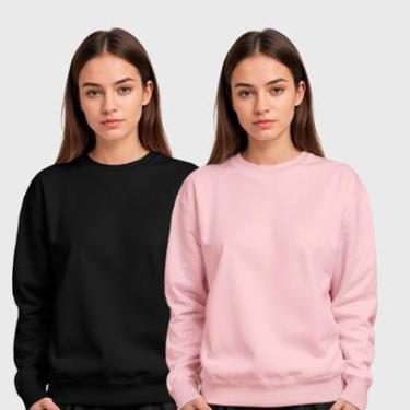 Imagem de Kit 2 Blusas de Frio Moletom Gola Redonda Feminina Benellys-Feminino