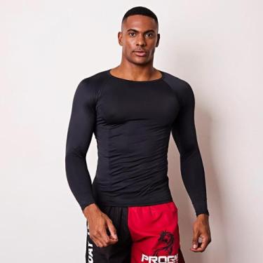 Imagem de Rash Guard Compressão Lisa Jiu jitsu Nogui Manga LongaPreto/Liso - Mov