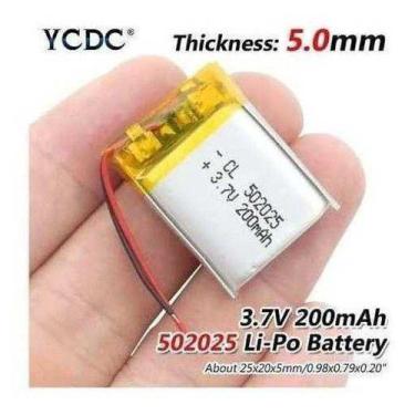 Imagem de Bateria 3.7v 200mah 5mm X 20mm X 25mm 2 Fios 502025 2 Fios - bgb