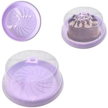 Imagem de Porta Bolos Boleira Suporte Para Torta Com Tampa e Alça - Top, Lilás