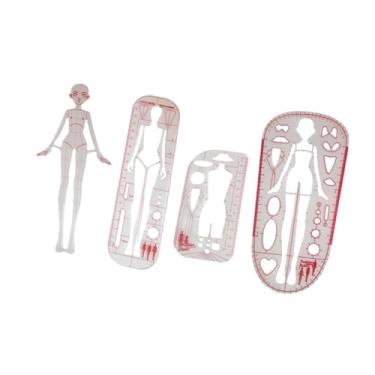 Imagem de oshhni Modelo de desenho de moda 4PCS Conjunto de régua de costura Padrões humanóides Design Régua de modelo de curva francesa para novo designer