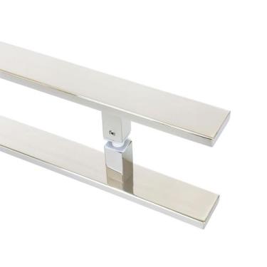 Imagem de Puxador Porta Duplo Em Aço Inox 70Cm Modelo Flat - DECORPLACE