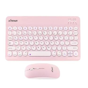 Imagem de Teclado e Mouse sem Fio XTRAN, Compacto, Design Redondo, Rosa