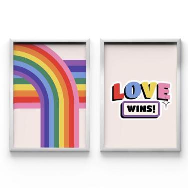 Imagem de Kit 2 Quadros Decorativos O Amor Vence Orgulho Lgbtqia+ A2 - Deliparts