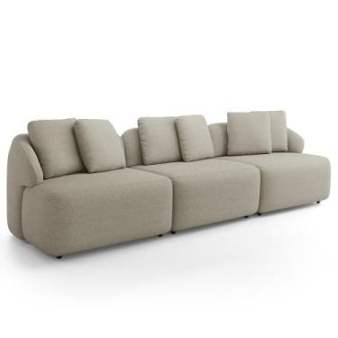 Imagem de Sofá 3 Lugares Para Sala de Estar Living 234cm Arlo F04 Linho Bege - L