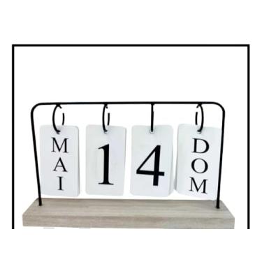 Imagem de Calendário de Mesa Permanete Decorativo com Plaquinhas Casa Escritório(PRETO)