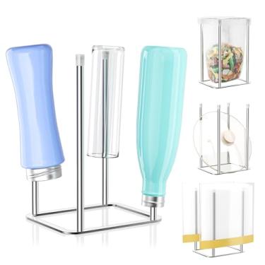 Imagem de XILIMEN Prateleira de secagem de garrafa de água reutilizável para secadora de garrafas, suporte de cozinha, bancada de metal, prateleira de secagem, copo de água, para sacos de plástico, garrafas e