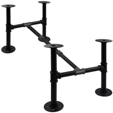 Imagem de Itvexeme Conjunto de pernas de mesa de tubo industrial, pernas de base de ferro para mesas de centro, mesas-de-cabeceira, vintage, cinza escuro, preto, canos ásperos, 2 peças (40,6 cm Plus)
