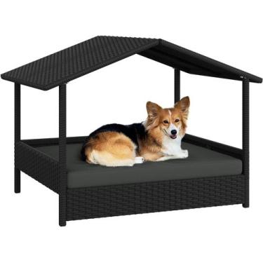 Imagem de Dog House Yaheetech Wicker ao ar livre e interior com dossel para cães