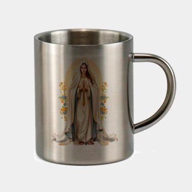 Imagem de Caneca de Inox Premium Prateada 400ml Santo Nossa Senhora de Fatima Ig