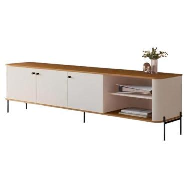 Imagem de Rack Para Sala TV Até 70 Polegadas Moderno 3 Portas - Casa H, Off Whit