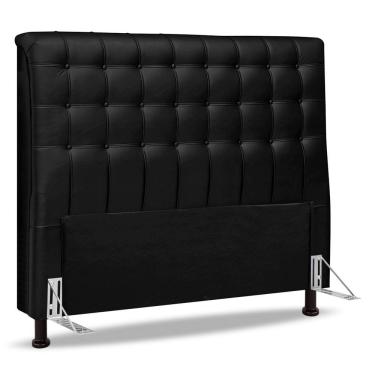 Imagem de Cabeceira Cama Box Casal Queen Size Ciara 160cm Botonê com Frame Sintético Preto - Abmaza