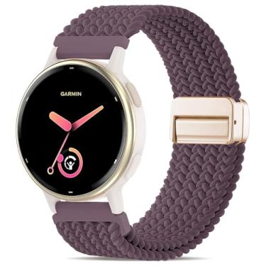 Imagem de Oanux Pulseira trançada magnética de 20 mm compatível com Garmin Vivoactive 5/Vivoactive 6/3/3 Music, pulseira esportiva macia de nylon elástico para Venu Sq 2/Venu 2 Plus e Forerunner 55/165/245/645