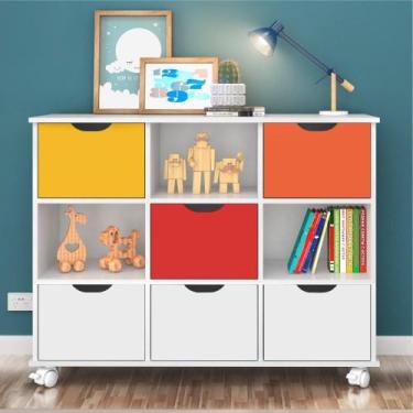 Imagem de Nicho Organizador com Rodinhas Portland Branco com Gavetas Brancas e C