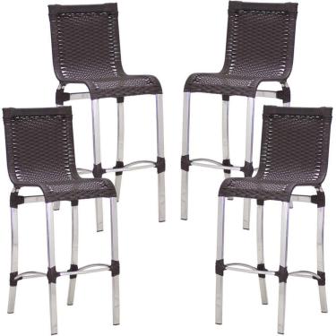 Imagem de Kit 4 Banquetas Em Alumínio E Fibra Sintética Jk Trama