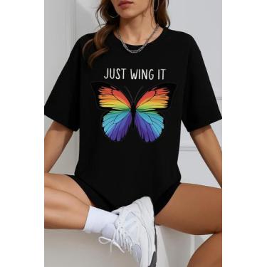 Imagem de Camiseta Feminina Borboleta Just Wing Lançamento Street Moderno Method