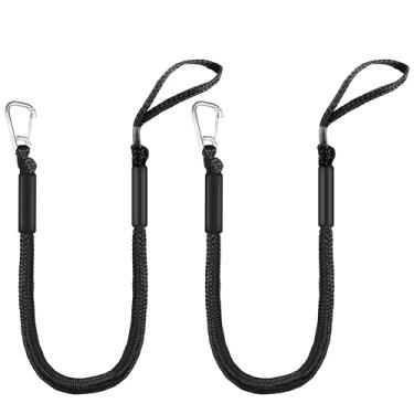 Imagem de Linha de doca de barco elástico, corda de amarração, corda de ancoragem extensível para pontão, jet ski, SeaDoo, WaveRunner, caiaque, acessórios de barco com clipe de aço inoxidável, 1,2 m - 1,5 m,