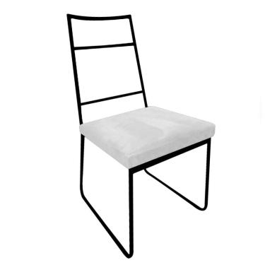 Imagem de Cadeira Sala De Jantar Escritório Office Stark Industrial Ferro Preto Sintético Branco - Amey Decor