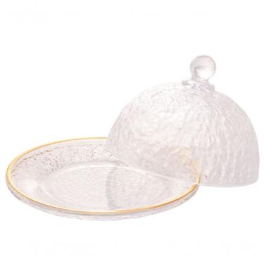 Imagem de Queijeira Porta Queijo Com Tampa Petra 19,5cm Cristal - Lyor