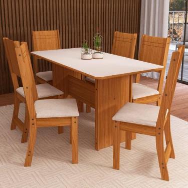 Imagem de Mesa de Jantar 6 Lugares Corse Freijó/Off White - Pnr Móveis, Marrom, 