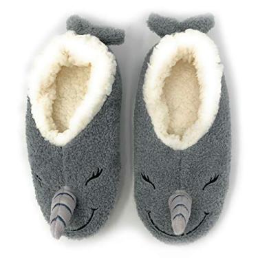 Imagem de ooohyeah Pantufas Femininas Confortáveis, Meias Sherpa Oooh Yeah, Divertidas, Fofas E Felpudas, Confortáveis Macias Para Casa (M, Narwhal)