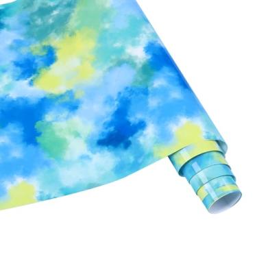 Imagem de HTVSTD Rolo De Vinil Htv Com Padrão Aquarela E Tie-Dye Azul - 30 Cm X 2,4 M Transferência Térmica Para Camisetas Faça Você Mesmo