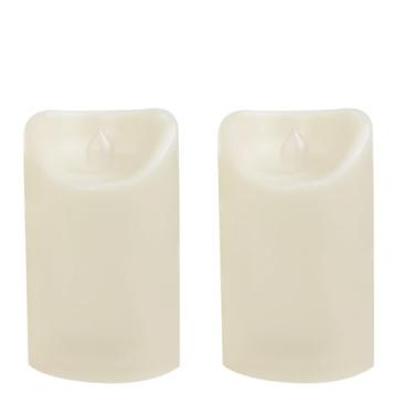 Imagem de Velas sem chamas à prova d'água operadas por bateria ao ar livre com temporizador automático, resina plástica cintilante, luzes de pilar elétricas de LED para lanterna, pátio, jardim, decorações de