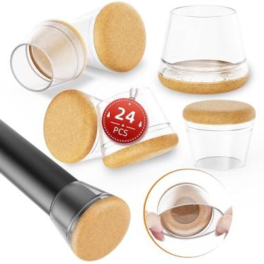 Imagem de Yasaiey Protetores De Piso Silicone Redondo Transparente Para Pernas Cadeira, 24 Peças, Feltro Pés Móveis, Capas Pisos Madeira, Deslizador Banco Bar Antiderrapante E Redutor Ruído, Tamanho Médio (Aj