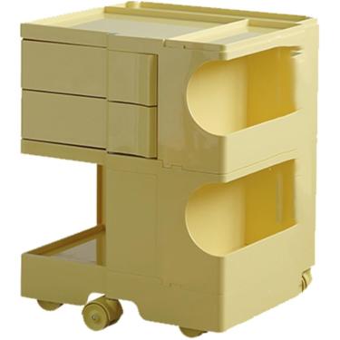 Imagem de Carrinho de armazenamento de utilidade multiuso, material de ABS, gaveta rotativa, 360 ° Mesma roda de cores, lanches e bebidas armazenamento para sala de estar ou quarto, amarelo, 43,2x39x5