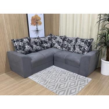 Imagem de Sofá Canto Bello, Cinza com Floral