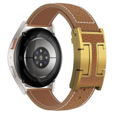 Imagem de CHANCHY Pulseira feminina de couro magnética compatível com Samsung Galaxy Watch 7 6 5 4 FE de 40 mm e 44 mm/Galaxy Watch 6/4 Classic de 47 mm, 43 mm, 46 mm, 42 mm/5 pro de 45 mm