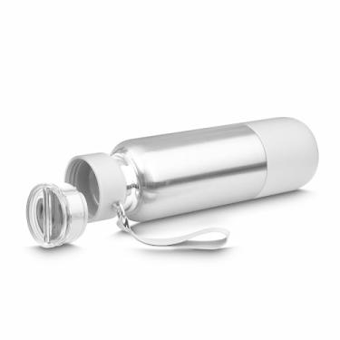 Imagem de Garrafa Térmica em Inox Parede Dupla 500ml Com Copo e Porta Objetos Cinza