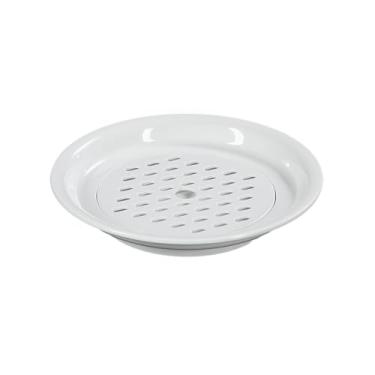 Imagem de Prato de dumpling de camada dupla de drenagem de porcelana simples e requintada estilo nórdico redondo - prato de bolinho branco de 26,7 cm