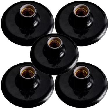 Imagem de 5 Plafon Plafonier Bocal Porcelana 100W 250V Preto - Ilumi