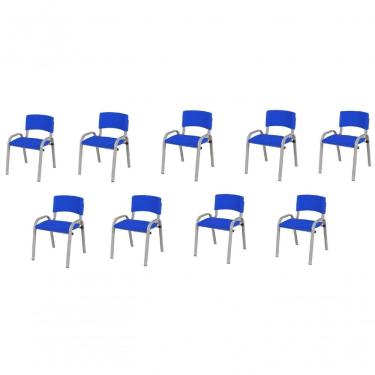 Imagem de Kit 9 Cadeira Iso Infantil Creche, Escola Base Cinza Azul