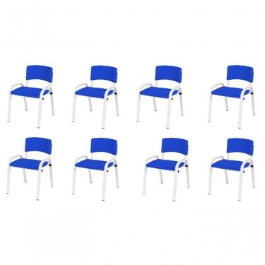 Imagem de Kit 8 Cadeira Iso Infantil Creche, Escola Base Branco Azul