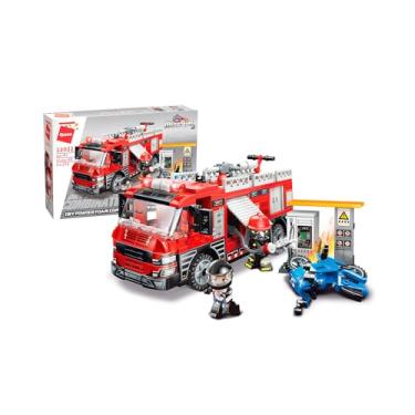 Imagem de Keepplay Bloco de Montar Bombeiros ao resgate Posto de Combustível Mine City