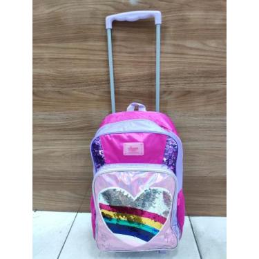Imagem de Mochila de Rodinha sweety princess com coração de lantejola 8650 - Fus