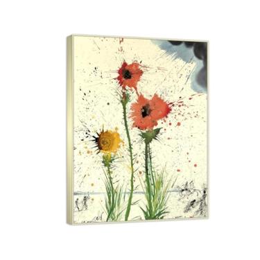 Imagem de RYLJCZ Arte de parede Salvador Dali. Reproduções de pinturas famosas. Dalí Spring Explosive. Impressão emoldurada Arte em tela para decoração de sala de estar 60 x 84 cm (60.2x83.8 cm ChampagneFrames