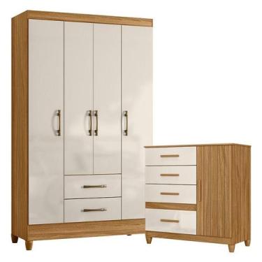 Imagem de Guarda Roupa Solteiro Paraty e Cômoda Vênus com Pés Freijó Off White -