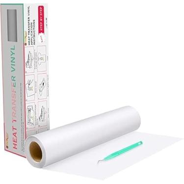 Imagem de HTVRONT Rolos HTV brancos de vinil de transferência de calor - 30,5 cm x 6 m ferro branco em vinil para todas as máquinas de corte, vinil HTV para camisas - Fácil de cortar e remover ervas daninhas