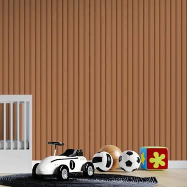 Imagem de Papel de Parede Adesivo Impermeável Ripas de Madeira Ripado Salmão Rolo De 10M Prova Dagua