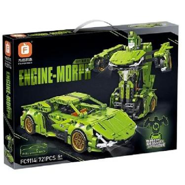 Imagem de Blocos De Montar Transformação Carro Vira Robô 2 Em 1 Fricção