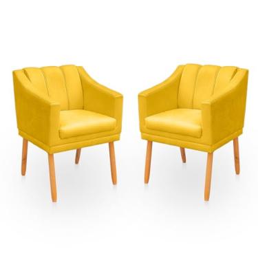 Imagem de Kit 2 Poltronas Cadeira para Sala Confortável e Moderna Mila Suede (Amarelo)
