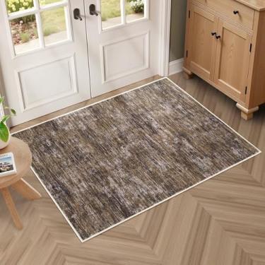 Imagem de RUGSREAL Tapete de entrada pequeno 5 x 7 cm com suporte de borracha resistente a manchas, tapete de banho moderno de cor sólida, tapete lavável para sala de estar, quarto, sala de jantar, cozinha