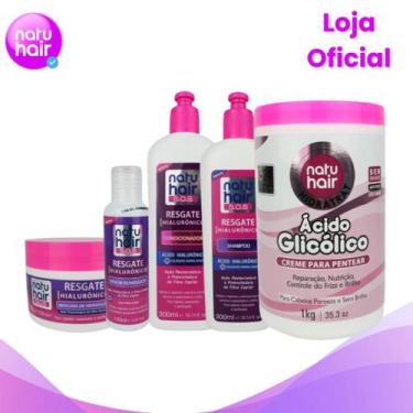 Imagem de Kit Creme para pentear Ácido Glicólico + Linha Resgate Hialurônico - N